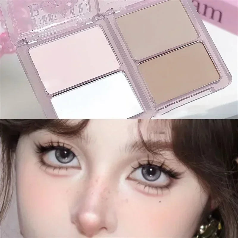 Two-tone Highlight Contour Palette Matte Highlighter High-gloss Nose Shadow Face Contouring Bronzer Blush Brighten Powder Makeup