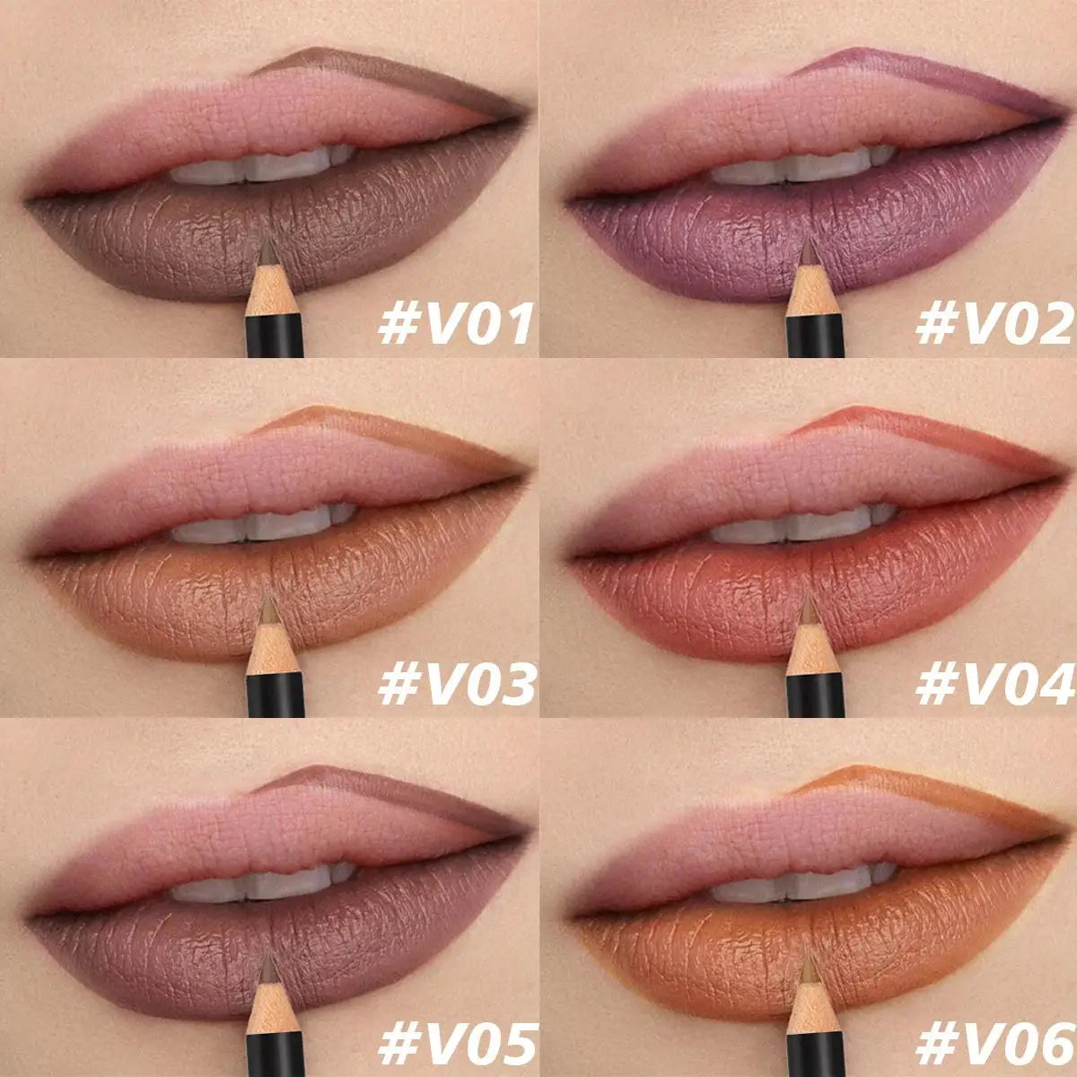 Wood Velvet Matte Lip Liner | Long-Lasting Non-Drying | Versatile Colors | Includes Berry, Brown, Pink, Purple and Red