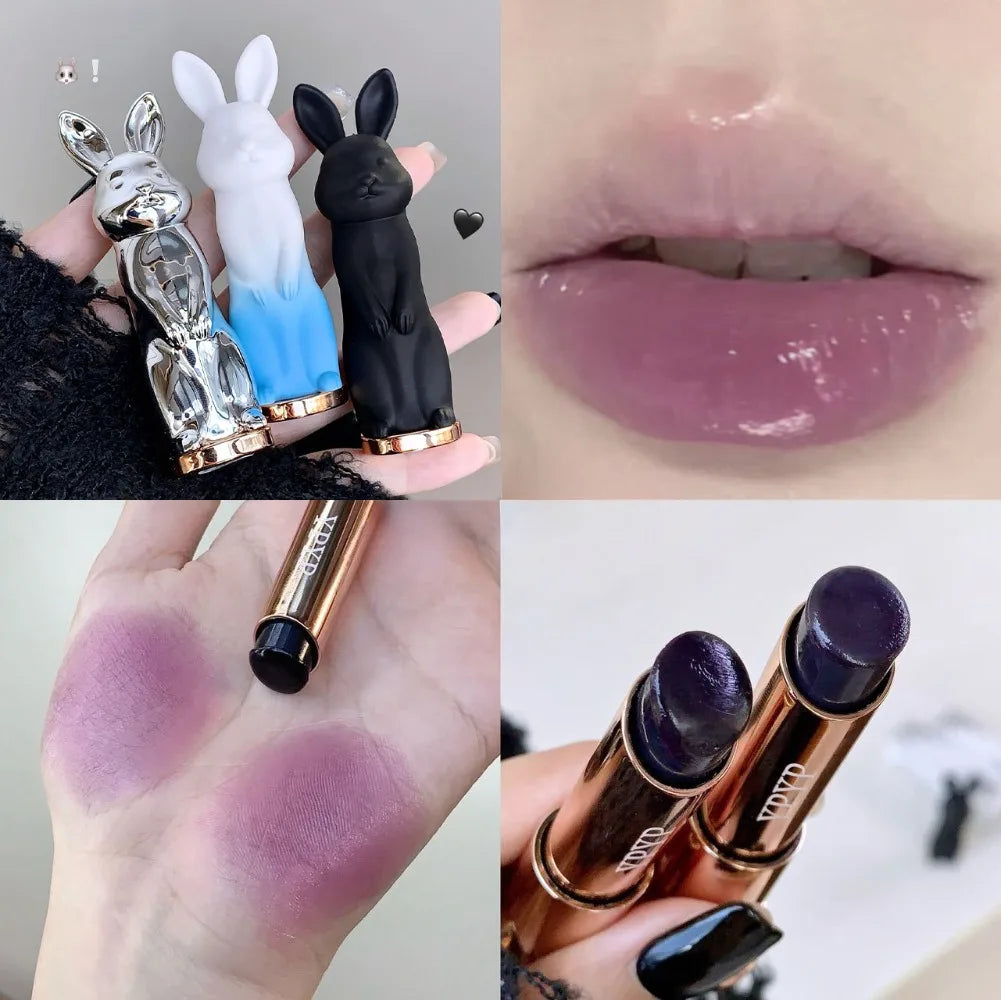 Rabbit Moisturizing Lip Balm Purple Rose Tint Crystal Jelly Colored Anti-chapped Lip Care Smoothens LipLines Base Clear Lipstick