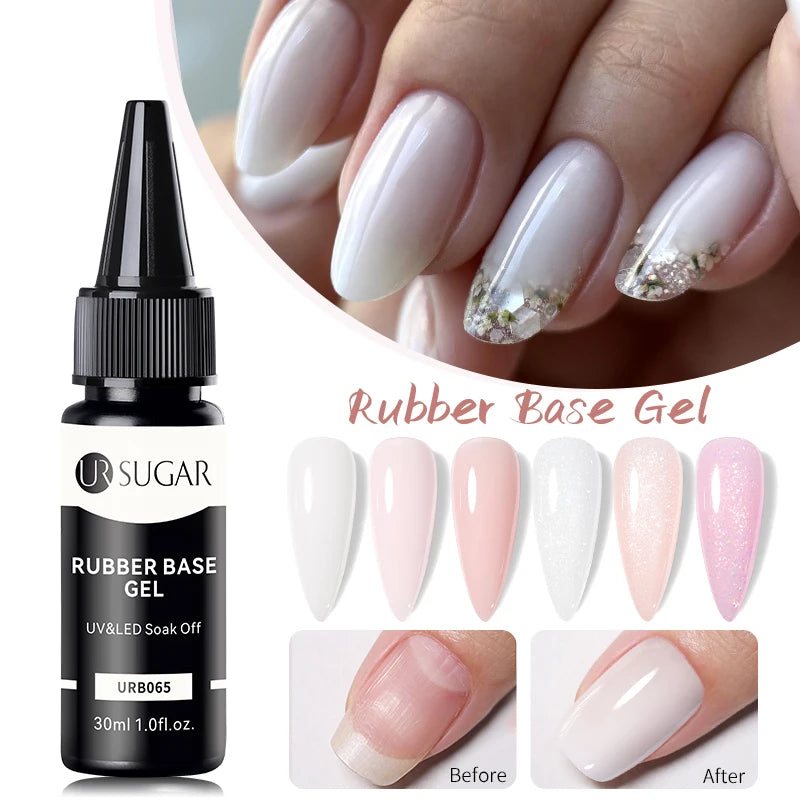 UR SUGAR 30ml Pink Gold Flakes Rubber Base Gel Refill Package Aurora Glitter Sequins Varnish Soak Off UV LED Gels Polish