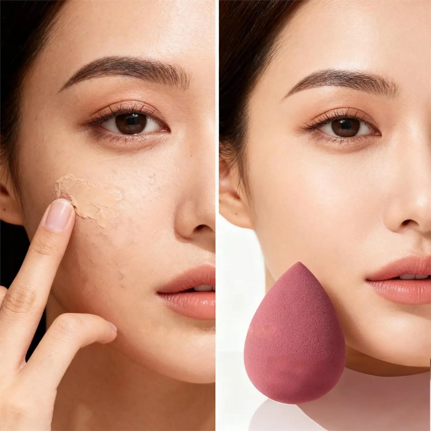 4PCS Pink Makeup Sponge Set - Latex-Free Blending Sponges with Case, for Liquid/Cream/Powder (Vegan & Soft)