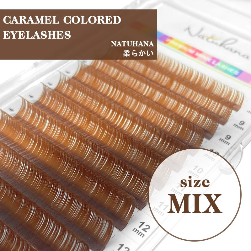 NATUHANA Colored Eyelashes Extension Classic Morandi Grey Colored Lashes Individual Natural False Colorful Eyelash