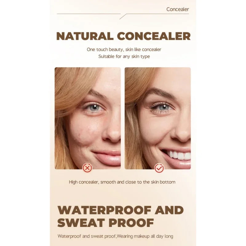 Long Lasting Full Cover Liquid Face Concealer Foundation Waterproof Makeup Base for Dark Circles & Acne Contour Cream Concealer