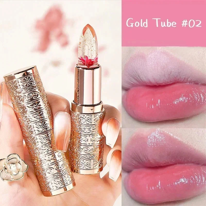 Flower Transparent Lipstick Temperature Color Changing Moisturizing Lip Balm Long Lasting Jelly Lip Gloss Lip Care Makeup