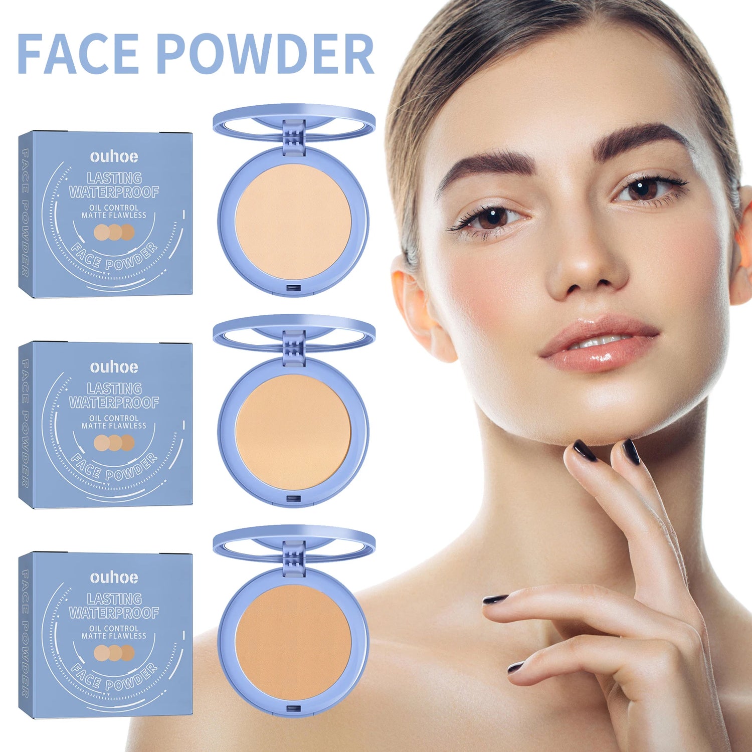 Face Setting Pressed Powder Invisible Pores Oil Control Waterproof Matte Long Lasting Natural Setting Powder Foundations Makeup