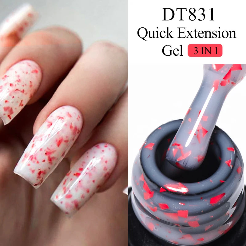 MEET ACROSS 7ml Glitter Quick Extension Gel Nail Polish 3-in-1 Reflective Sparkling Building Gel for Nail Art DIY Design Vernis