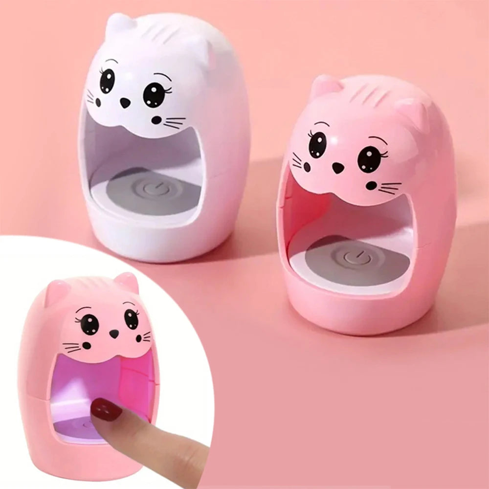 LULAA Mini UV LED Lamp Cute Cat Shape Fast Drying Portable Nail Light  Home Salon Gel Dryer Curing Lamp for Nail Artists DIY
