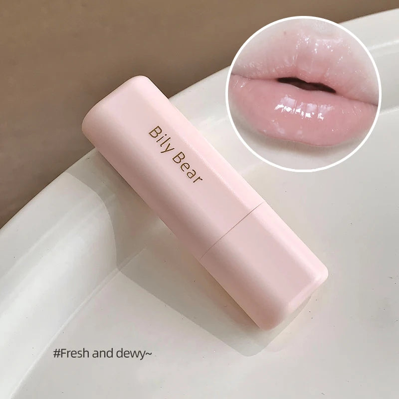 4 Colors Gloss Lipstick Stick, Hydrating Shiny Lip Balm, Sheer Nude Tint for Plump Glass Lips