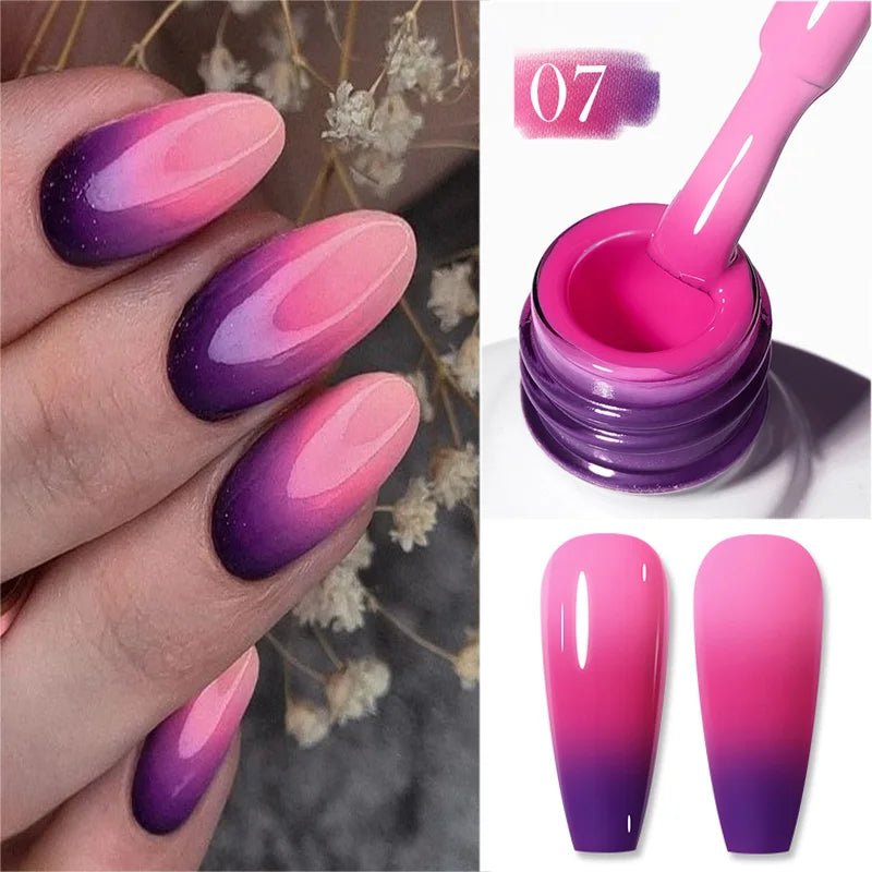 BORN PRETTY 10ml Blue Pink Thermal Gel Nail Polish 3 Layers Temperature Color Changing Gel Semi Permanent Varnish UV LED Nails
