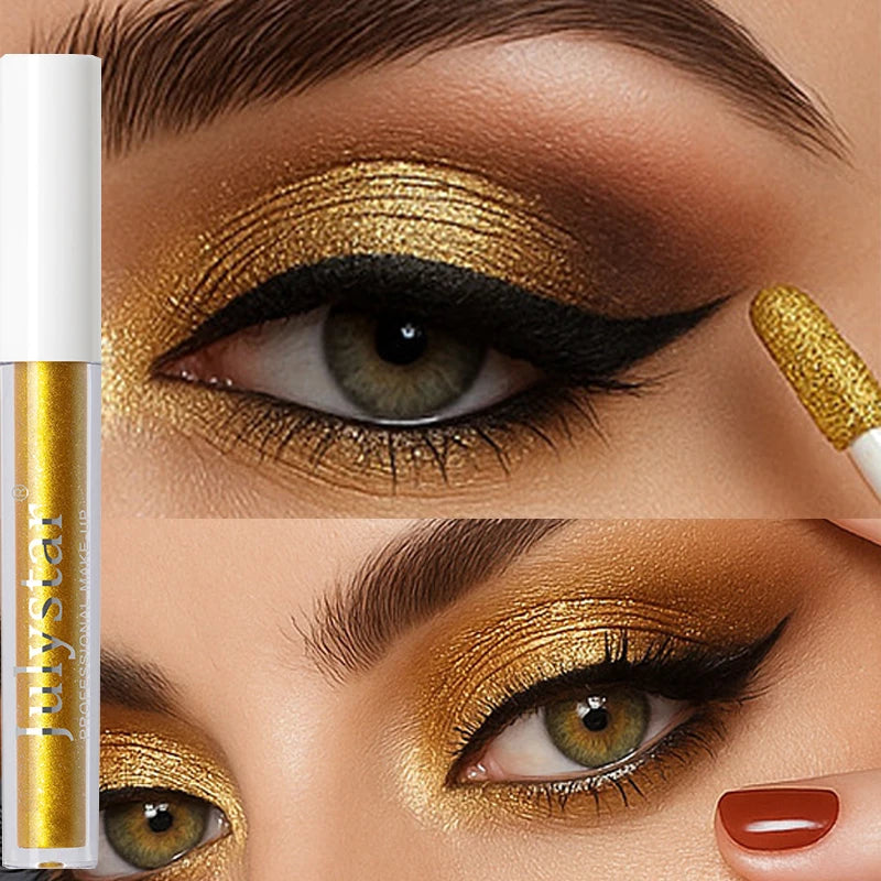 Waterproof Liquid Eyeshadow Metallic Gold Eye Shadow Stick Lasting Pearlescent 10 Colors Smoky Black Glitter Eye Highlighter Pen