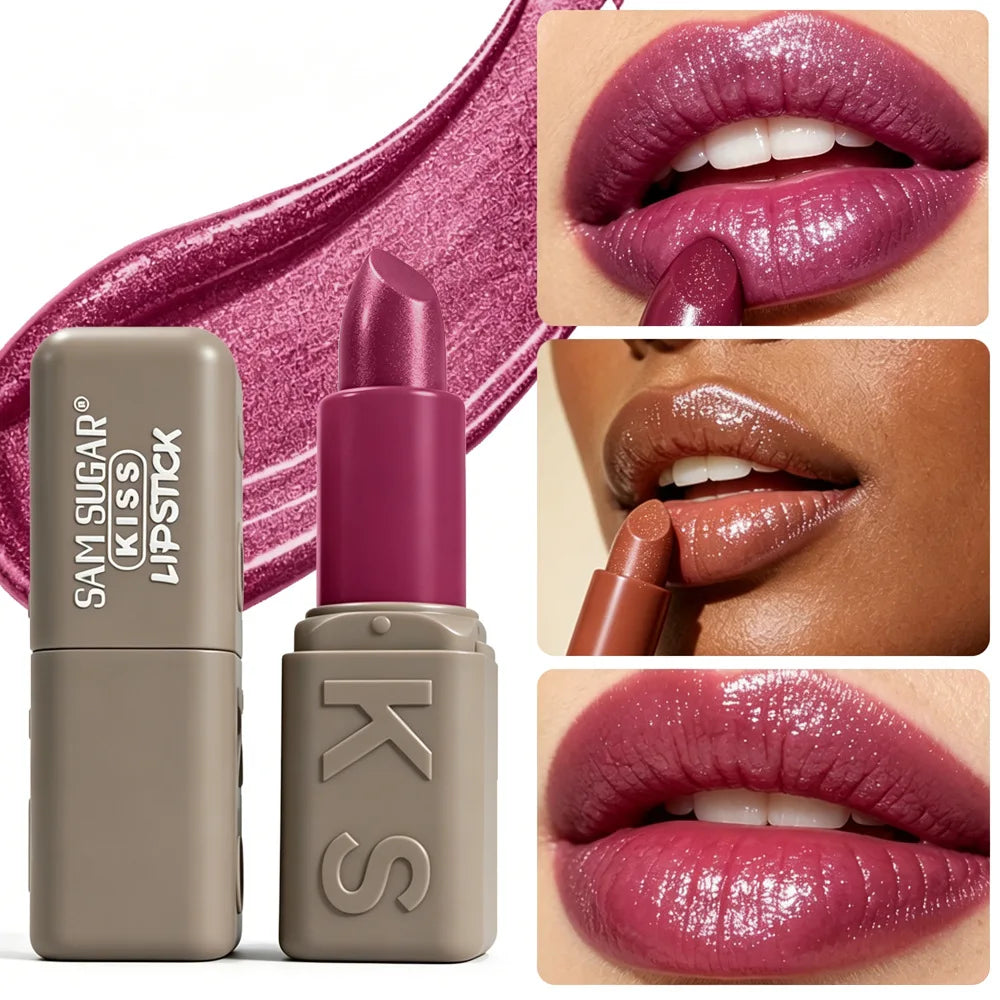 12 Colors Velvet Pearl Shimmer Lipstick, Metallic Sparkle Glitter Lip Makeup, Long Lasting Moisturizing Matte Lipstick