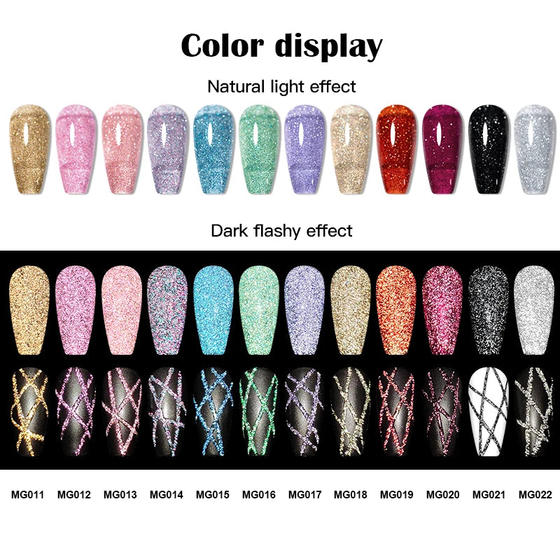5ml Gold Silver Reflective Glitter Liner Nail Gel Polish Sparkle UV LED Soak Off Gel For Nail Art Drawing & Liner DIY Manicure