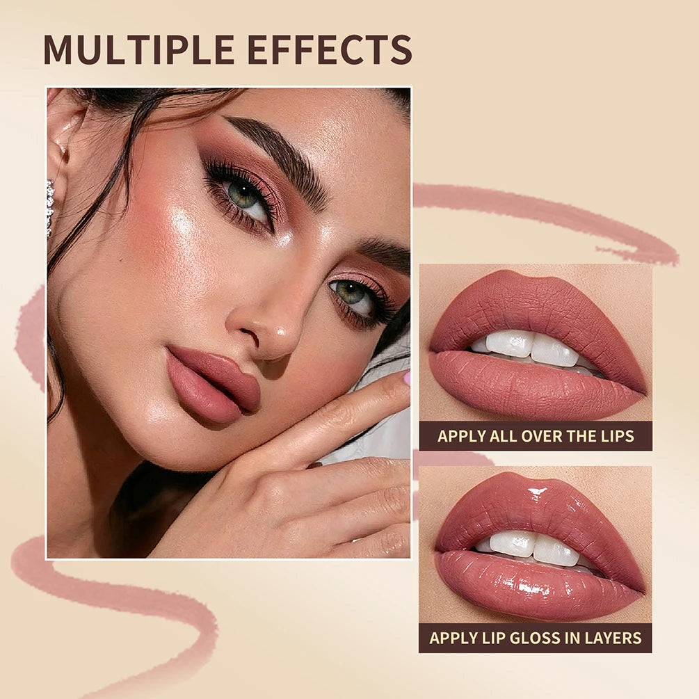 ART VALUE Lip Liner Lipstick Pen Sets Mist Matte Contour Tint Lipstick Pencil Long Lasting Nude Brown Red Lipliner Cosmetics Kit