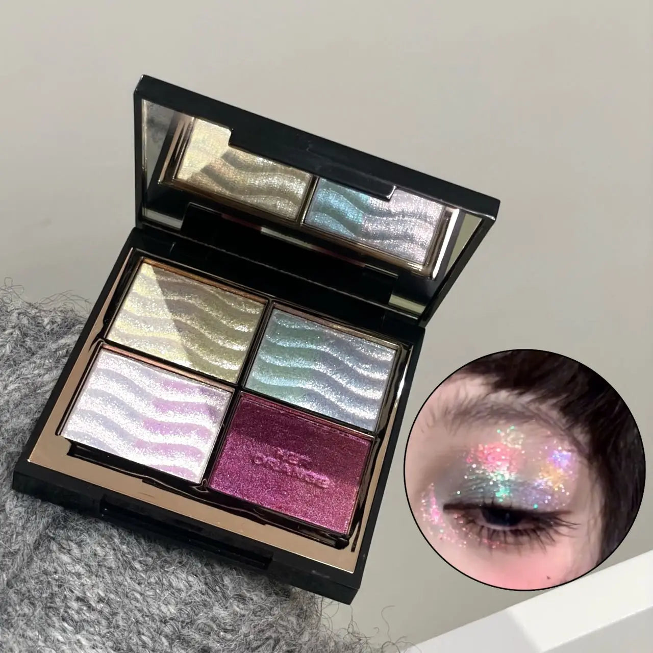 Herorange Color Shifting Eyeshadow Palette 4 Shades Shimmer Glitter Smooth Texture Long Lasting Christmas Gift