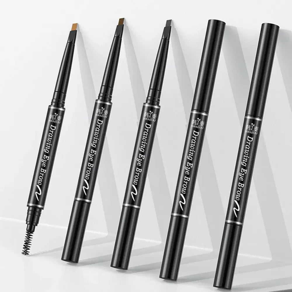 Rotatable Triangle Eye Brow Pen With Brush Eye Brow Pen Eyebrow Pencil Double Head Waterproof Long Lasting Eye Makeup Tool