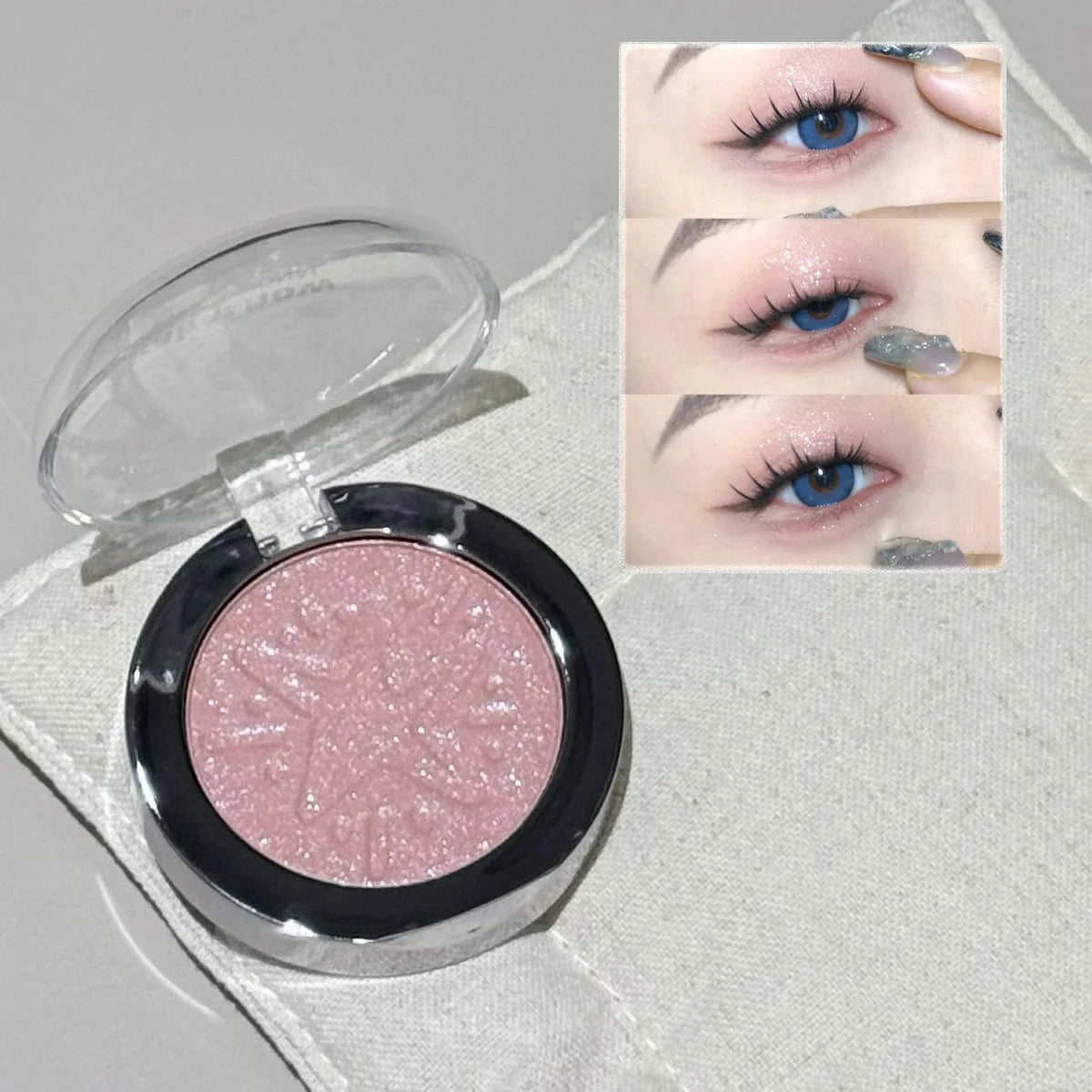 Pink Glitter Eyeshadow Powder Highlighter Monochrome Diamond Shimmer Silkworm Brighten Highgloss Sequins Multi-purpose Makeup