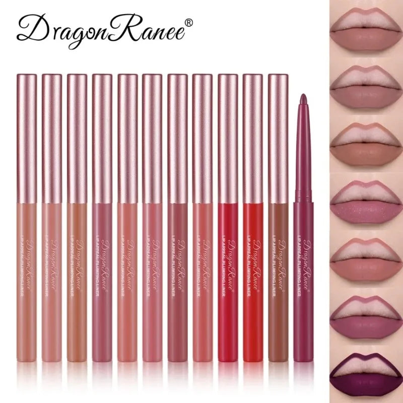 Matte Lip Liner Pen Long-Lasting Waterproof Easy Coloring Smooth Lipstick Crayon Non-Stick Velvet Lip Outline Contour Pen Makeup