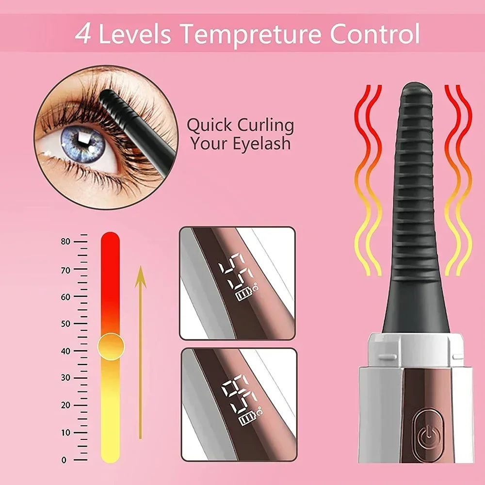 Electric Eyelash Curler Intelligent Temperature Control Digital Display with Comb Brush Head Electric Eyelash Curler Lash Comb