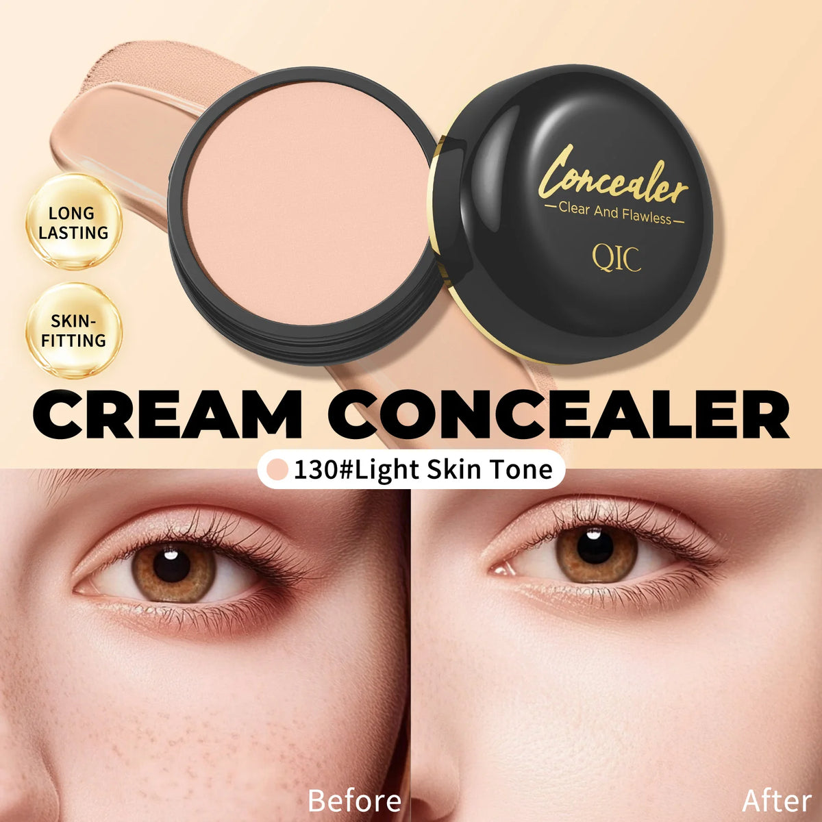 Waterproof Sweatproof Concealer Covers Dark Circles,Blemishes,Tattoos & Scars,Long Lasting Smudge Resistant