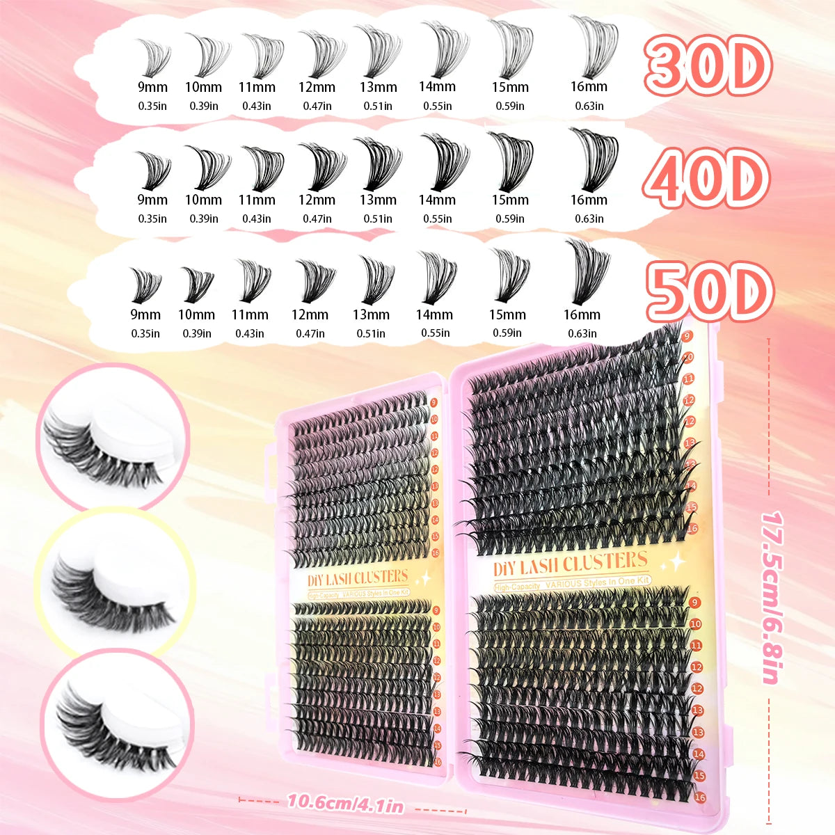 MJ 640pcs 30D/40D/50D/60D Individual Lashes Book Clusters Extensions False Eyelash DIY at Home Cluster Eyelash Extensions Makeup