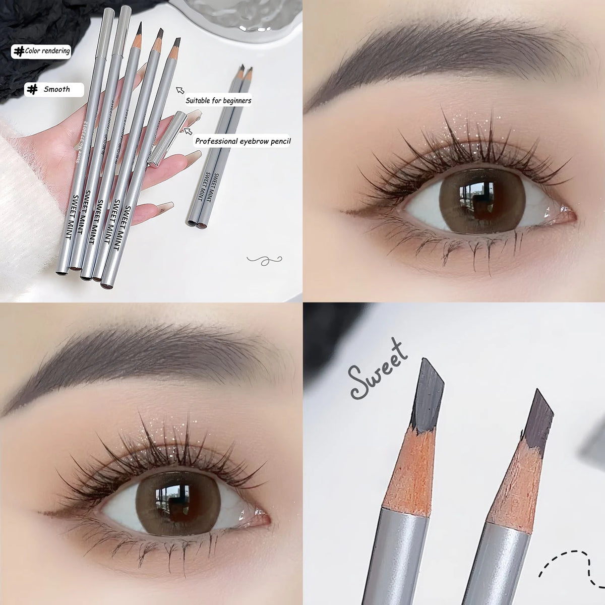 Slanted Blade Eyebrow Pencil Waterproof Makeup Natural Lines Hair Flu Wood Eyebrow Pen Tint Tattoo Grey Coffee Eye Brow Pencil