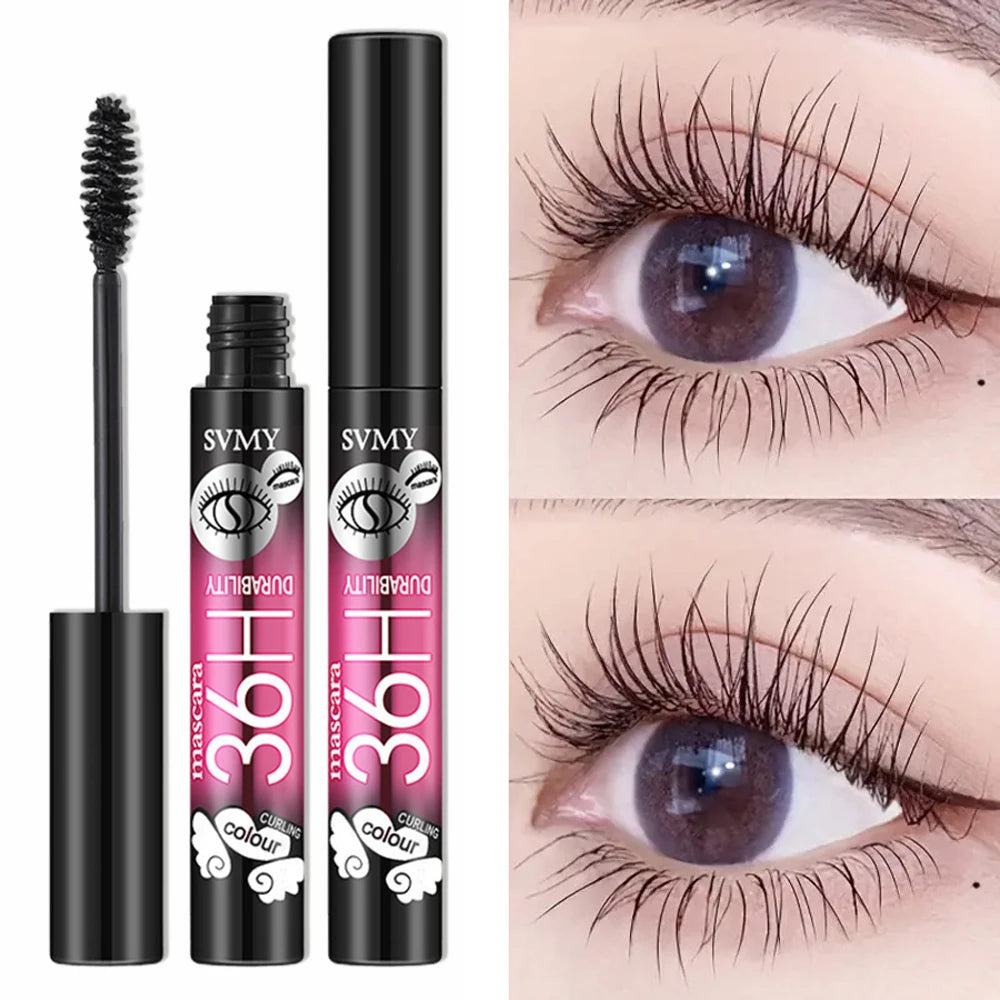 Prolonged 36H Curling Mascara Waterproof Silk Thin Brush Head Smudge Proof Volumizing Non-caking Mascara Makeup Lash Extension