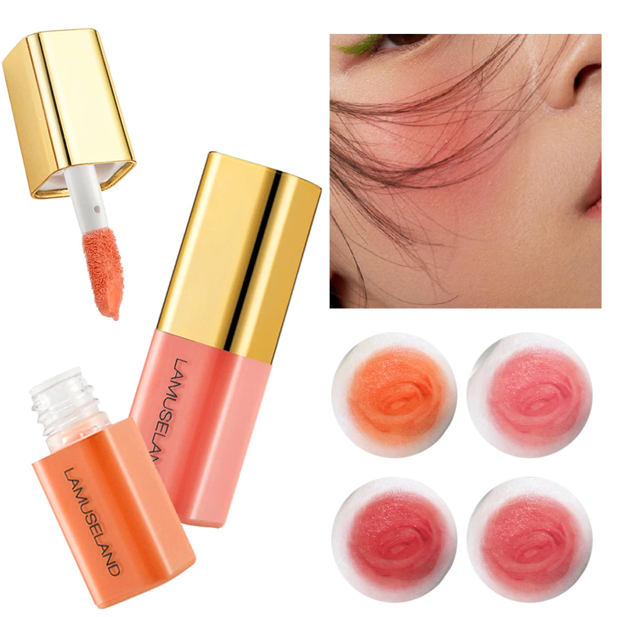 Tinted Moisturizing Liquid Blush Cream Multi-Use Lips Cheek Eye Makeup Rouge Contour Matte Orange-red Mini Blusher Stick