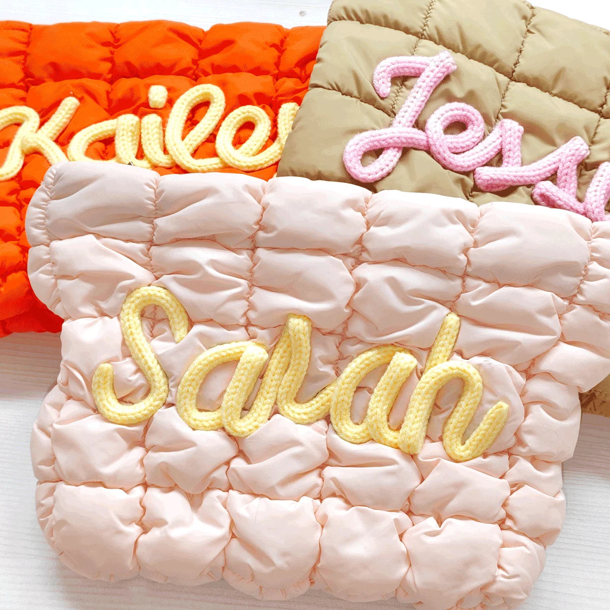 Personalized Makeup Bag — Custom Name Quilted Zipper Pouch | Travel Gift Bag | Cloud-Soft Portable Travel Organizer