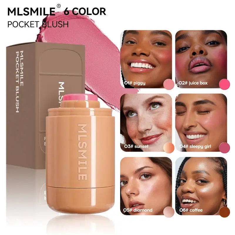 MLSMILE Pocket Stick 6 Colors Natural Highlight Brightening Portable Lip And Cheek Dual-use Blush Cream 2025 New