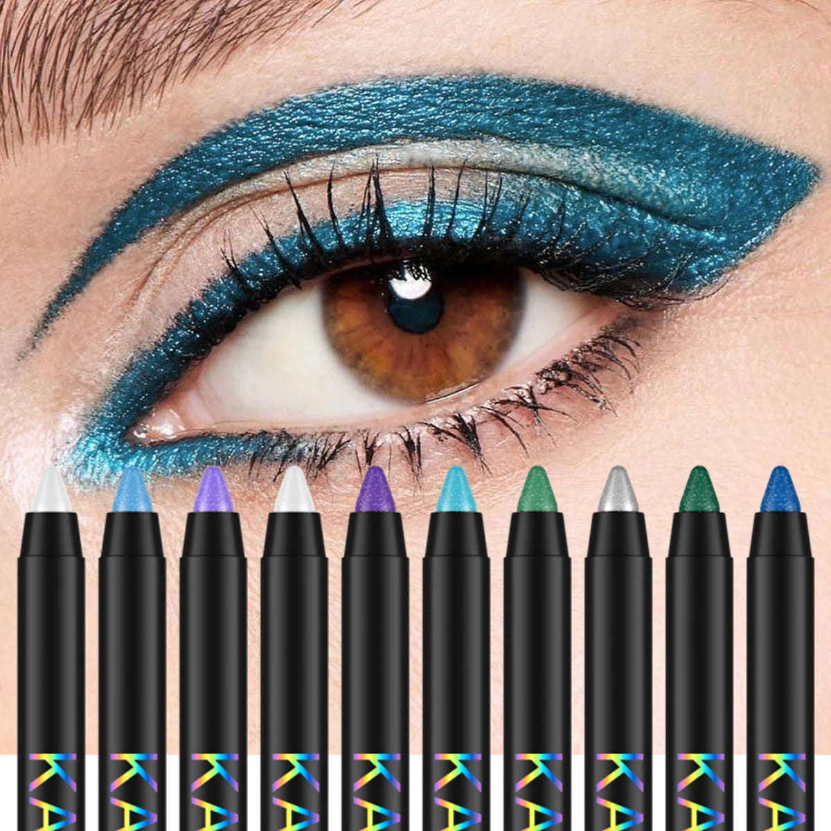 1pc Colourful Eyeliner Pen,High Pigmented Pearly Glitter&Shimmer Metallic Eyeliner Stick, Long Lasting Waterproof White Black