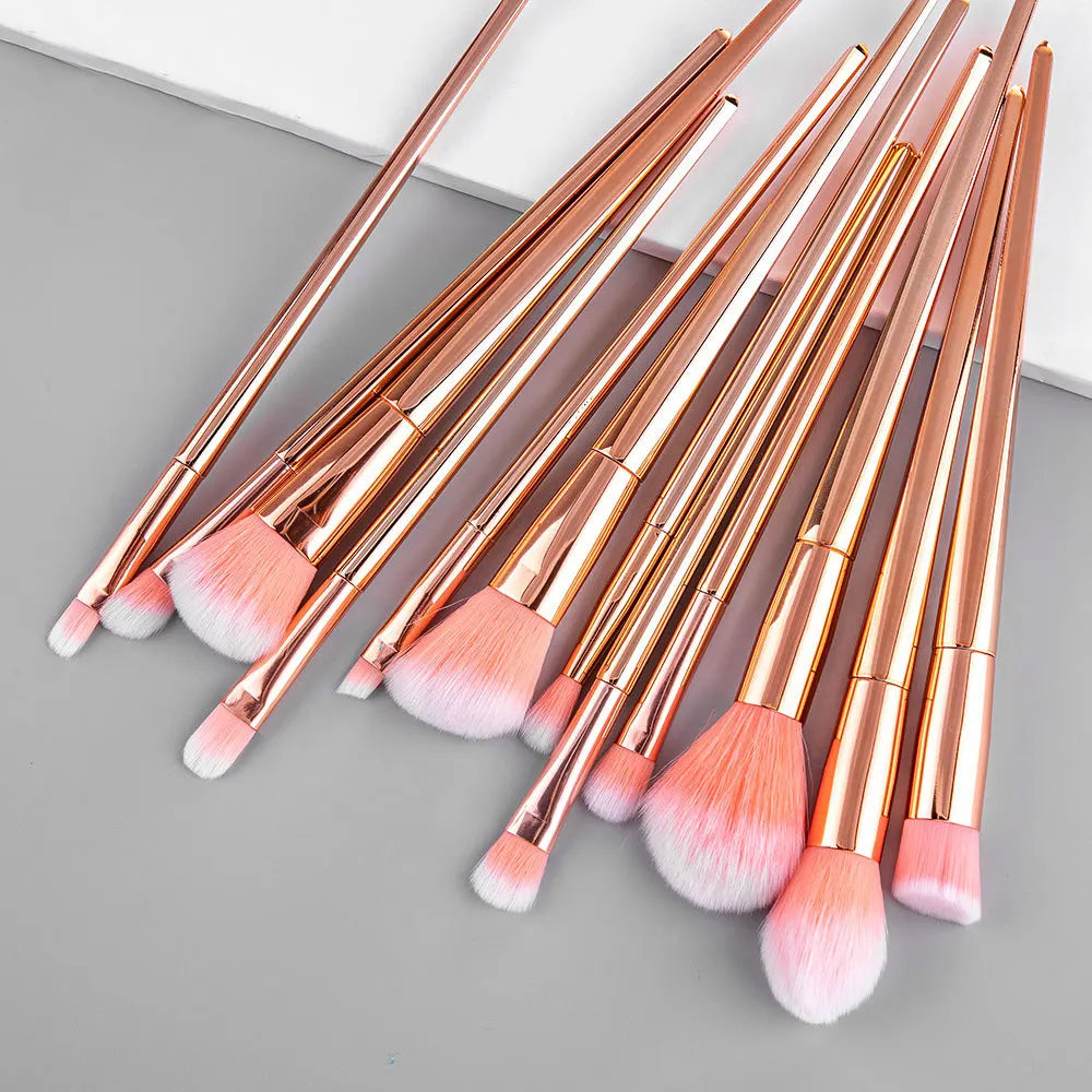 12-Piece Rose-Gold Makeup Brush Set, Professional Blush/Eye Shadow/Highlighter Brushes - Detail Eyebrow & Face Beauty Tools