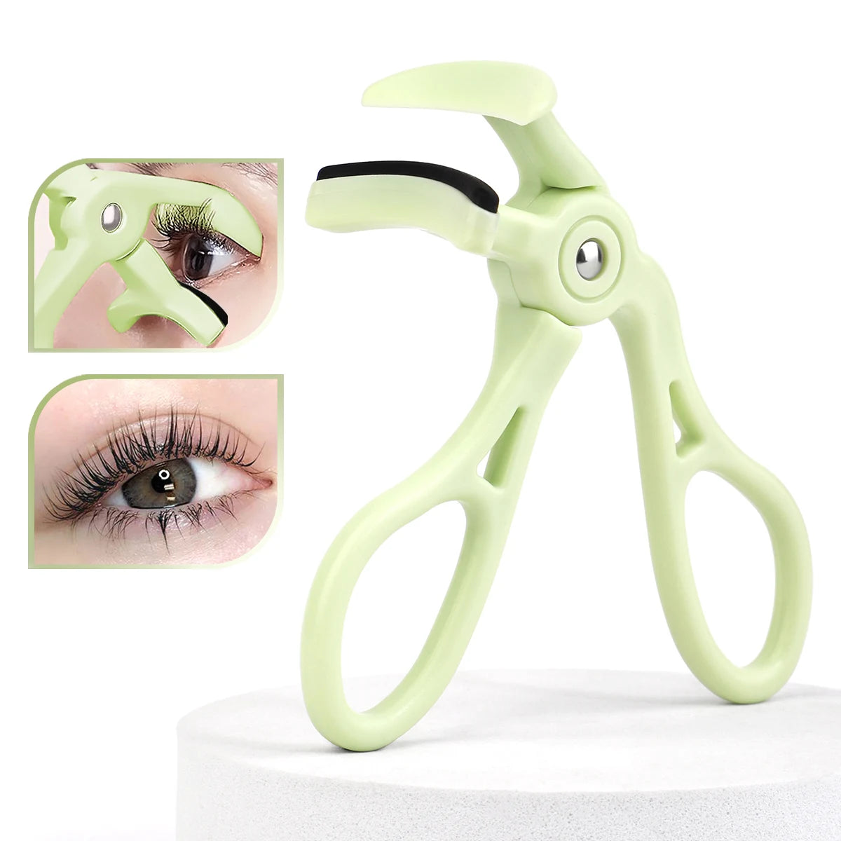 1PC green eyelash curler convenient wide-angle local lasting stereotypes for beginners.