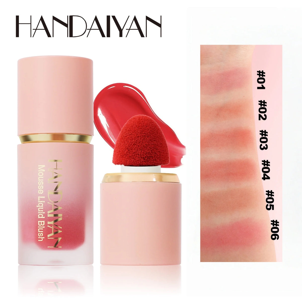 HANDAIYAN Velvet Liquid Blush Long Lasting Matte Makeup With Sponge Brush Tip Easy To Blend Natural Rouge For Cheeks