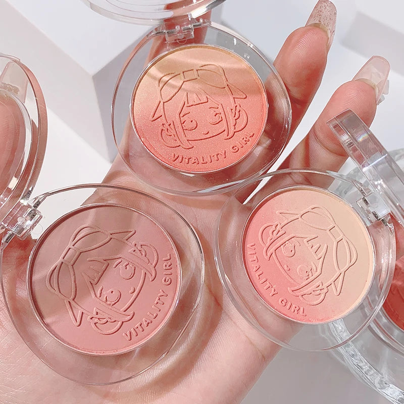 Double Gradient Powder Blusher, Highlighting the Natural Nude Makeup Effect, Brightening the Cheeks, Showing Beautiful