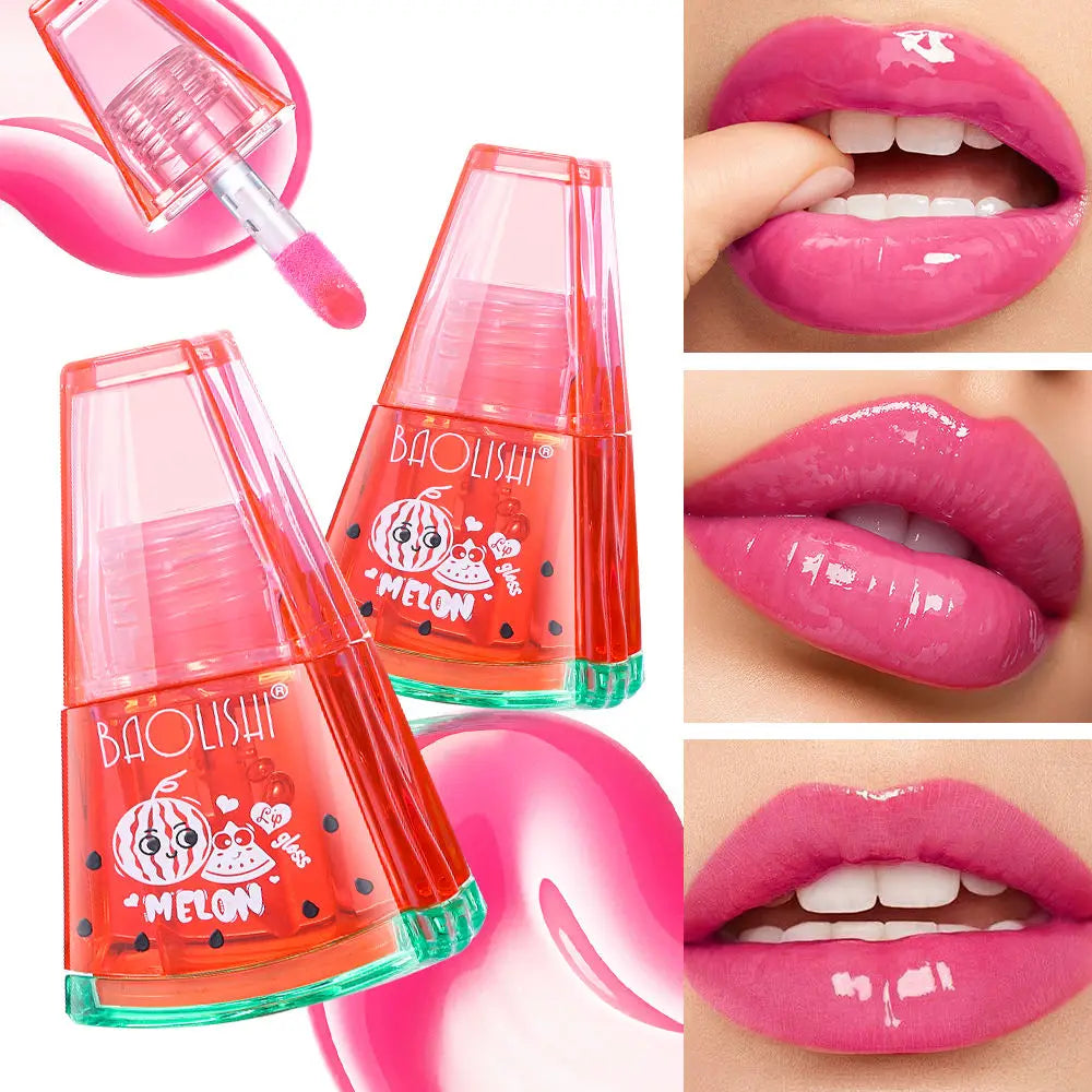 Baolishi Watermelon Shaped Fruit Aroma Mirror Lipstick Moisturizing And Brightening Portable Durable Glass Lipgloss