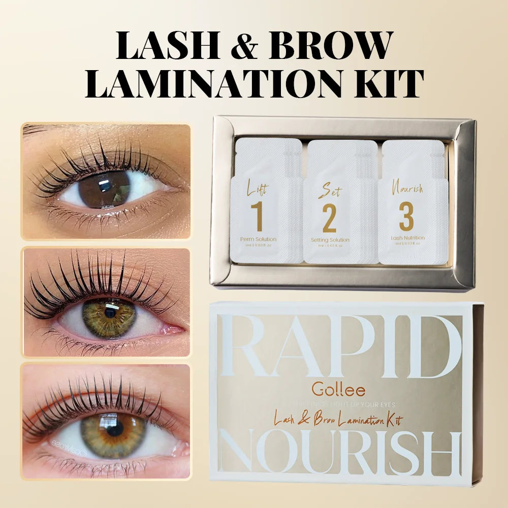 Gollee Eyelash Perm Curler 15 Minutes Lashes Brow Lamination Kit Lasting 4-6 Weeks Eyelashes Lifting Perm Enhancer Salon Beauty