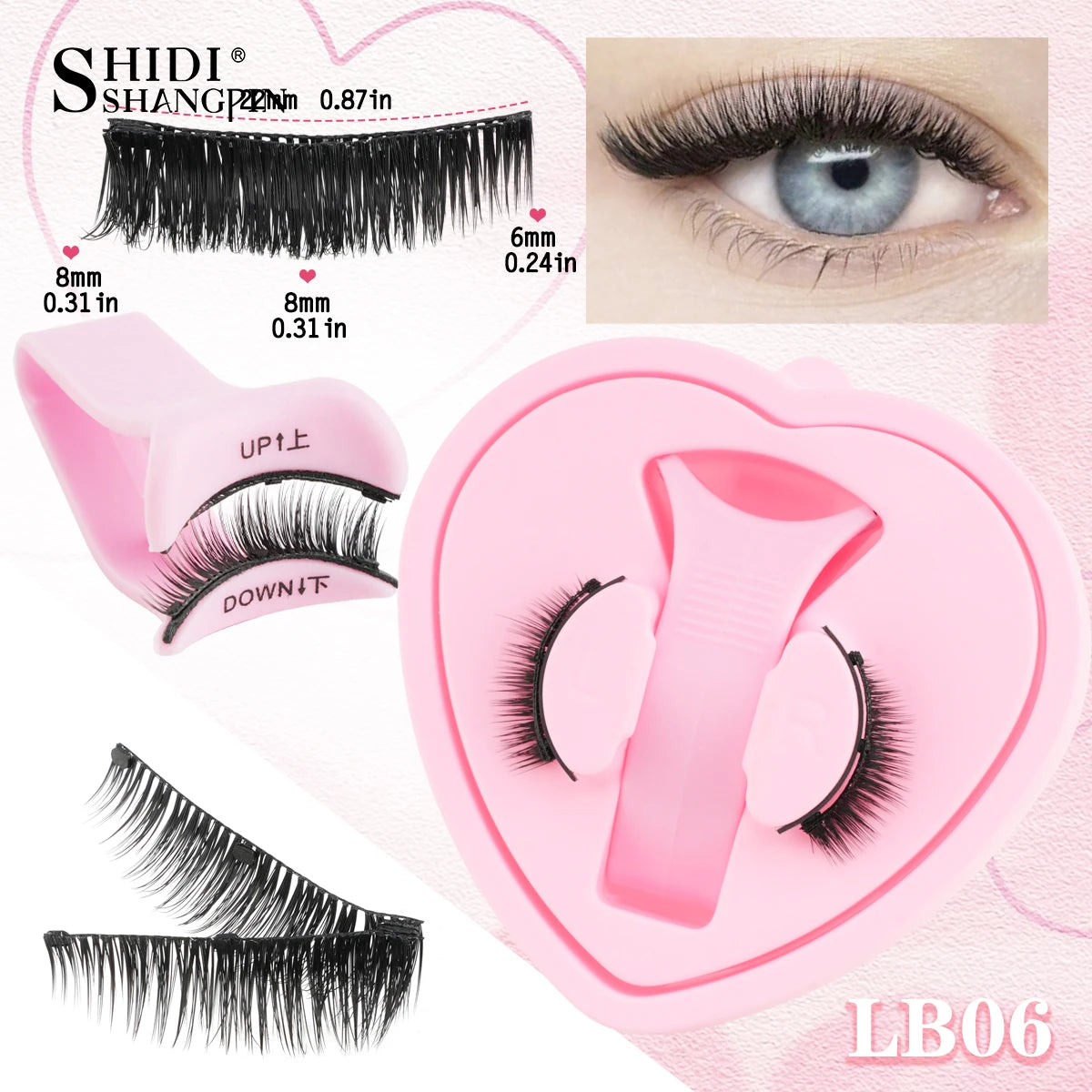 SHIDISHANGPIN 1Pair Reusable Magnetic Eyelashes Tweezers Set No Glue Needed 3D Natural False Eyelashes and Magnetic Tweezers Set