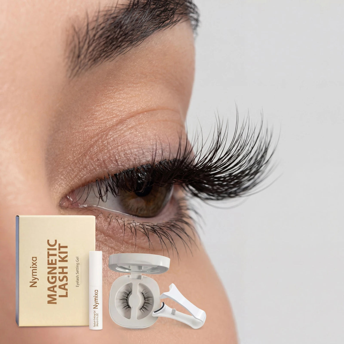 Nymixa Magnetic Eyelashes Kit Wispy Natural 3D Faux Mink Lashes No Glue Reusable Soft Half Lashes with Magnetic Eyeliner Tweezer