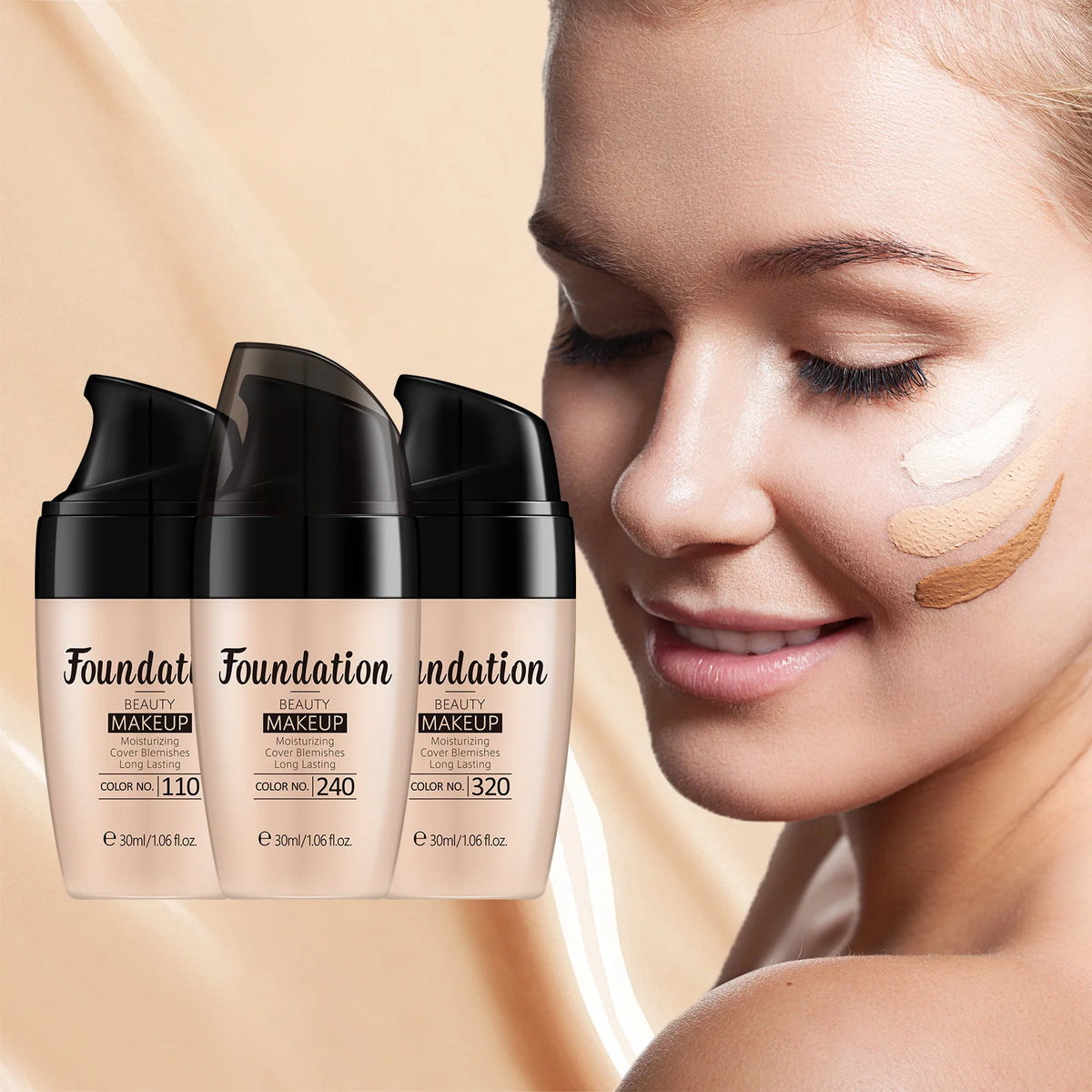 LAIKOU Liquid Foundation Moisturizing Long Lasting Full Coverage Concealer Waterproof Face Makeup 30ml