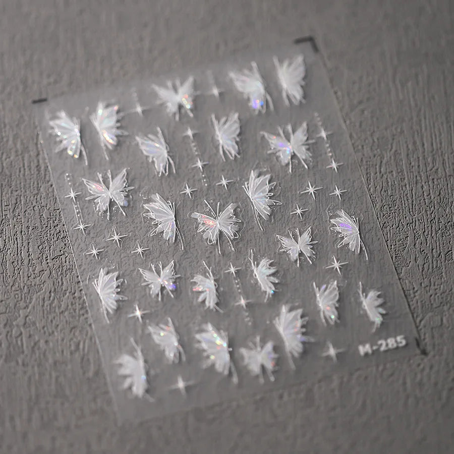 1pcs 5D Glitter Butterfly Nail Stickers Kawaii Aurora Butterfly Nail Art Charms Decorations Decals DIY Manicure Adhesive Slider