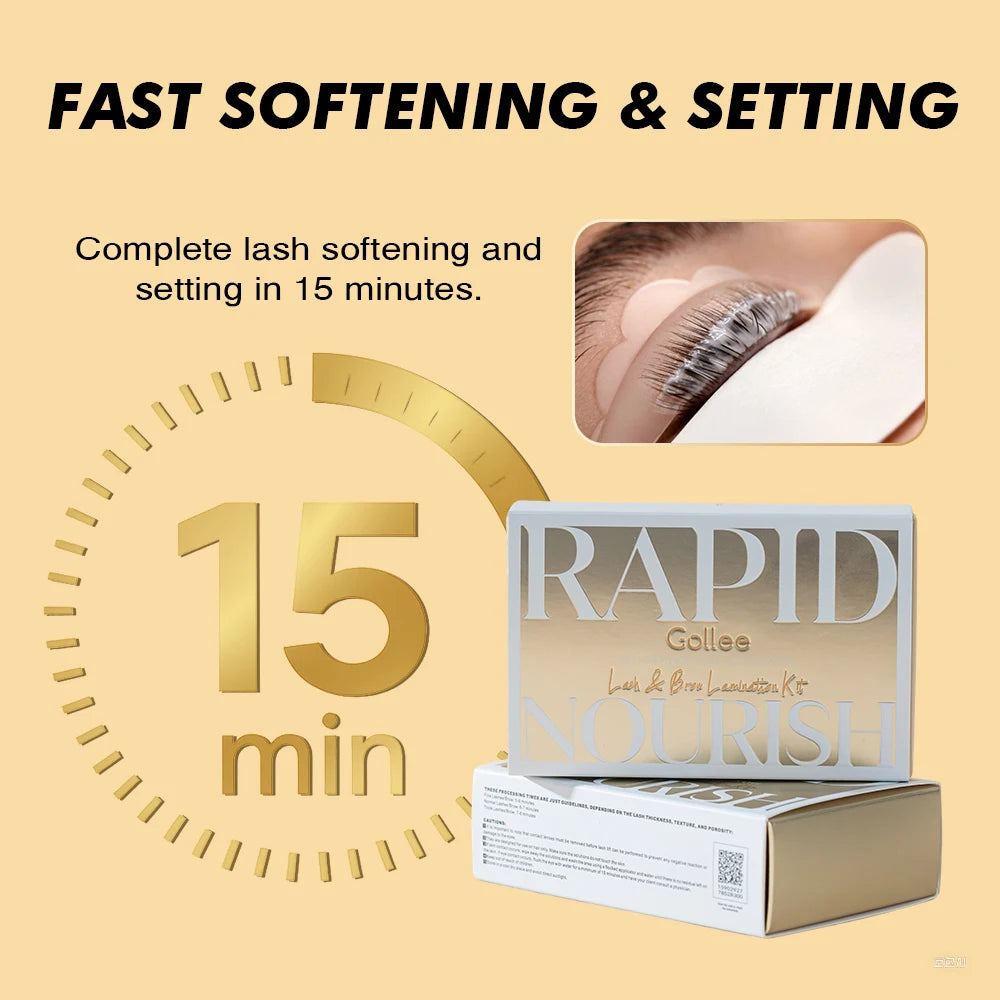 Gollee Eyelash Perm Curler 15 Minutes Lashes Brow Lamination Kit Lasting 4-6 Weeks Eyelashes Lifting Perm Enhancer Salon Beauty