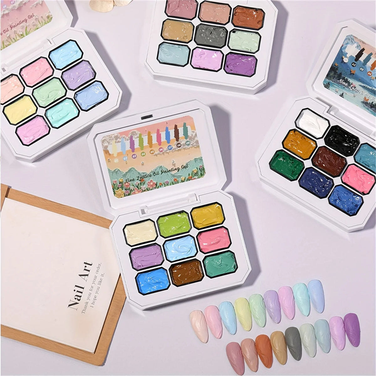 1pc Solid Color Nail Polish Gel 9-Grid Color Painting Gel High Saturation Thick Gradient Patting Gel Nail Art Creation 3D DIY