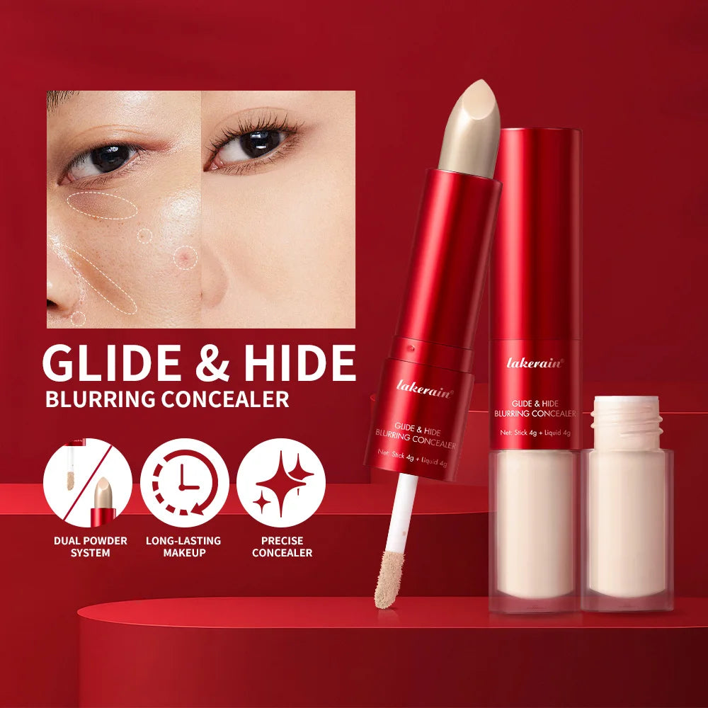 GlideHide Blurring Concealer Creamy texture Conceals dark circles wrinkles Dual formula liquid tip balm stick Long-lastin