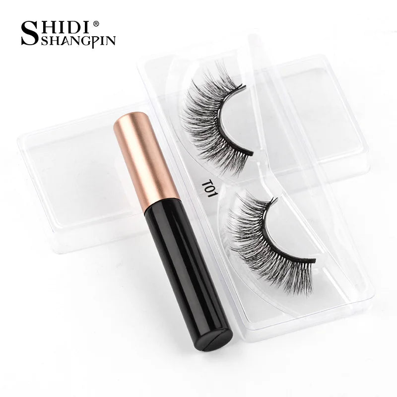 SHIDISHANGPIN 1 Pairs Magnetic Eyelashes With Magnetic Eyeliner Natural Long False Lashes Set Reusable Eyelash Extension Makeup