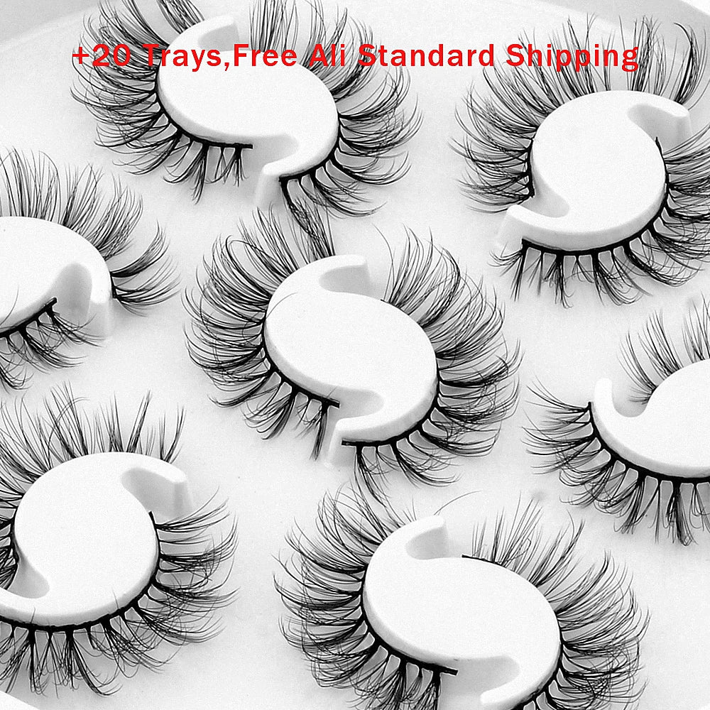 7/10 Pairs Faux Mink Strip Lashes 3D Mink Eyelashes Reusable Fluffy Makeup False Lashes Extension With Free Package Boxe