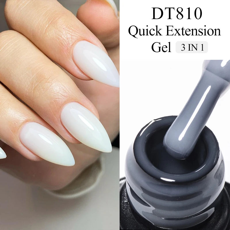MEET ACROSS 7ml Pink Glitter Quick Extension Gel Nail Polish For Nails Pink Gold Red Foils Effect Semi Permanent UV Gel Nail Art