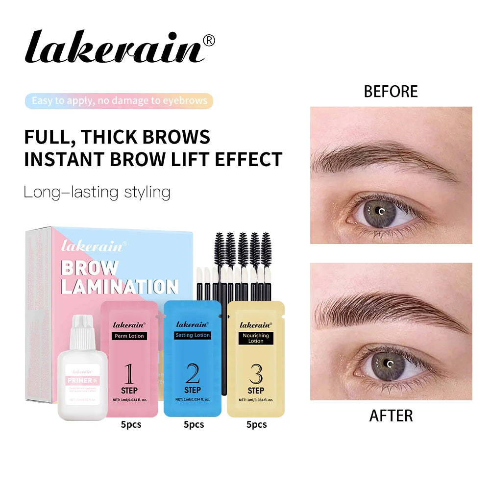Lakerain Eyebrow Lamination Kit Professional DIY Eye Brow Perm Set Create Fuller Thicker Brows Lasting Eyebrow Natural Makeup