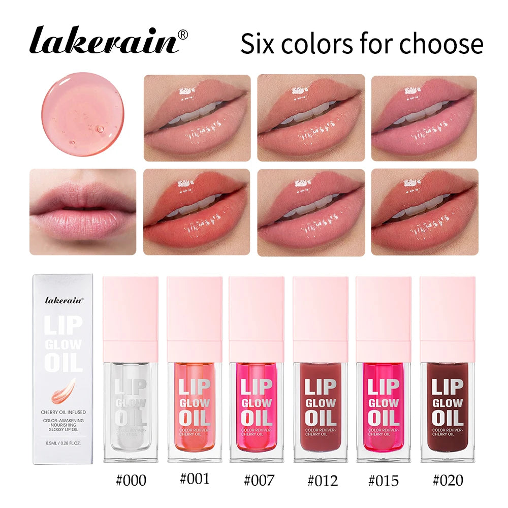 Crystal Lip Glow Oil Cherry Pink Lips Plumper Gloss Hydrating Plumping Lips Coat Tinted Lip Plumper Serum Lips Glow Oil Makeup