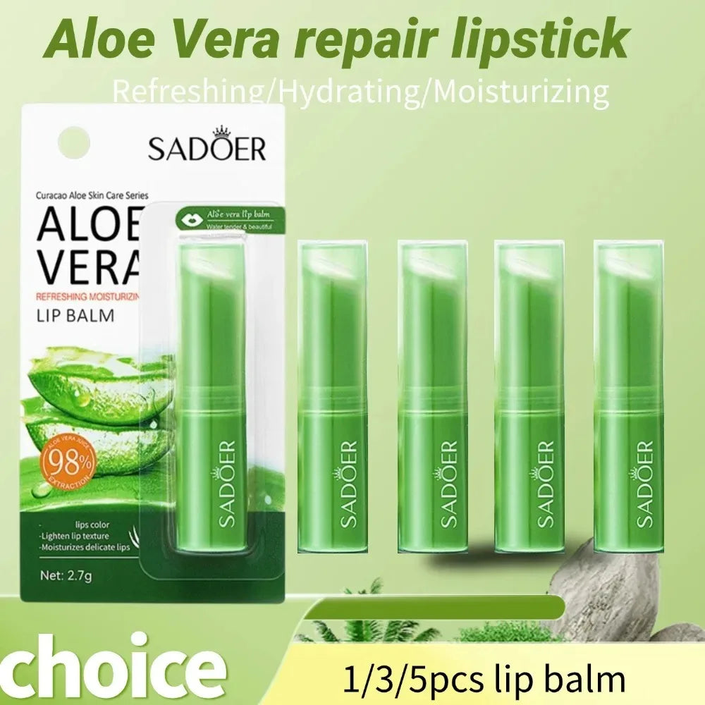 Refreshing Moisturizing Repair Lip Balm Aloe Vera Vitamin Essence Double Protection Moisturizing Hydrating Lipstick Beauty Skin Care