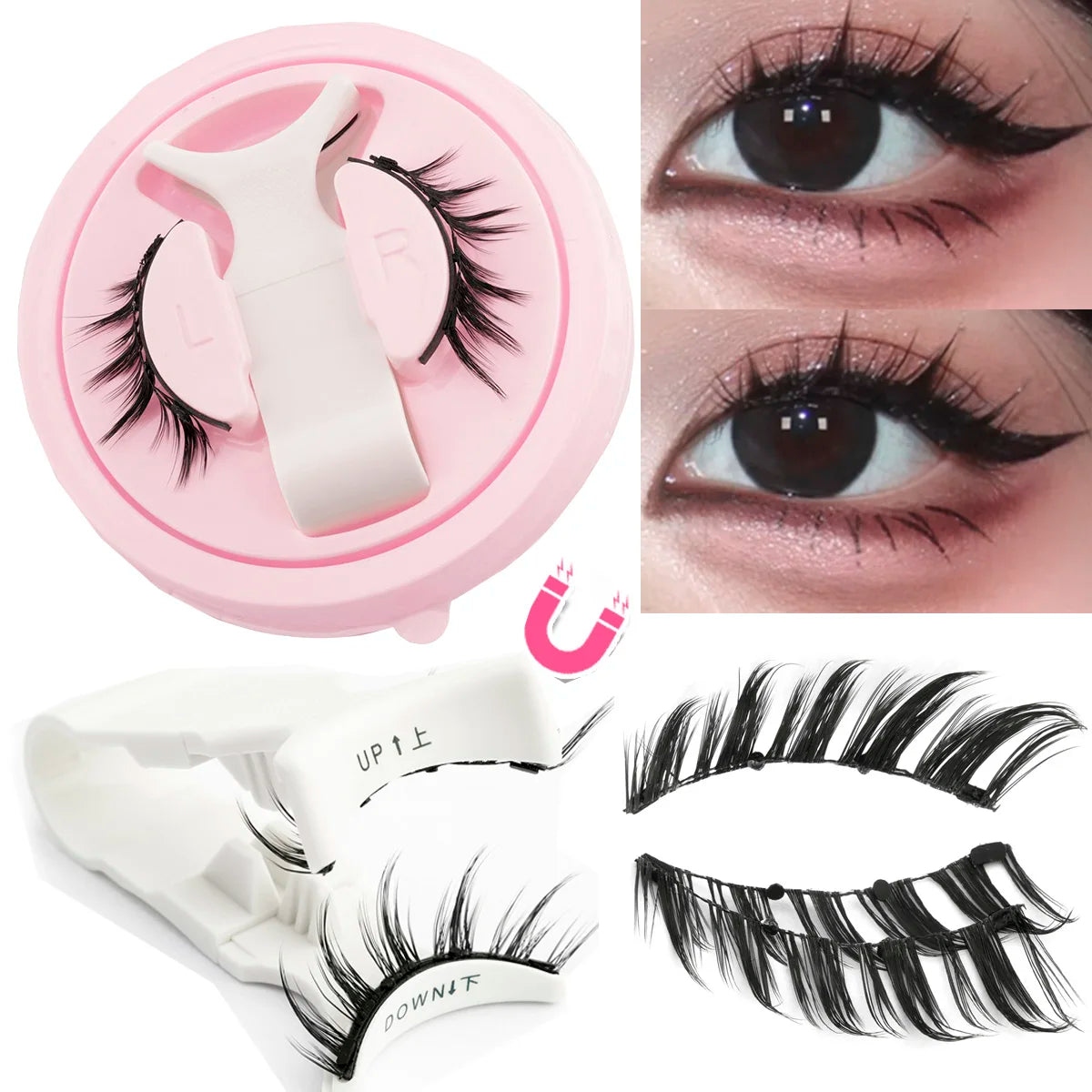 YSDO Magnetic Lashes Kit 1Pairs 3D Manga Reusable False Eyelashes With Micro Magnet Pieces Fake Mink Soft Natural Fluffy Makeup